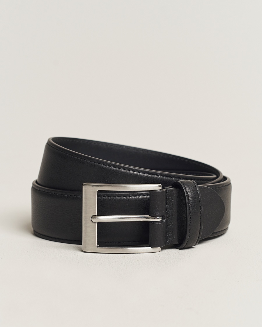 Canali Classic Leather Belt Black Calf – Negro