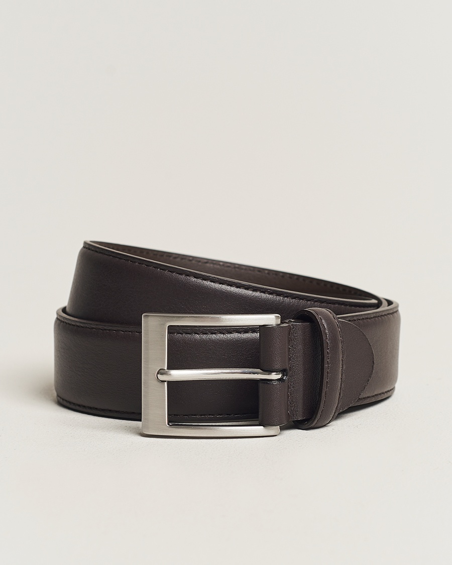 Canali Classic Leather Belt Dark Brown Calf – Marrón