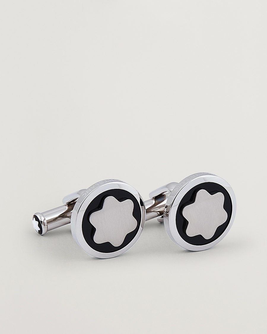 Montblanc Cufflinks Steel Snowcap Onyx – Plata