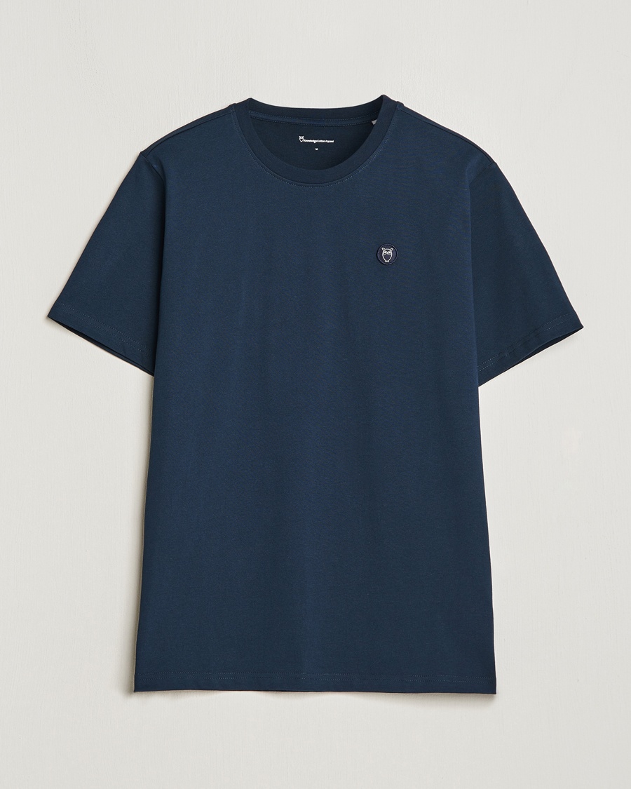 KnowledgeCotton Apparel Loke Badge T-Shirt Total Eclipse – Azul