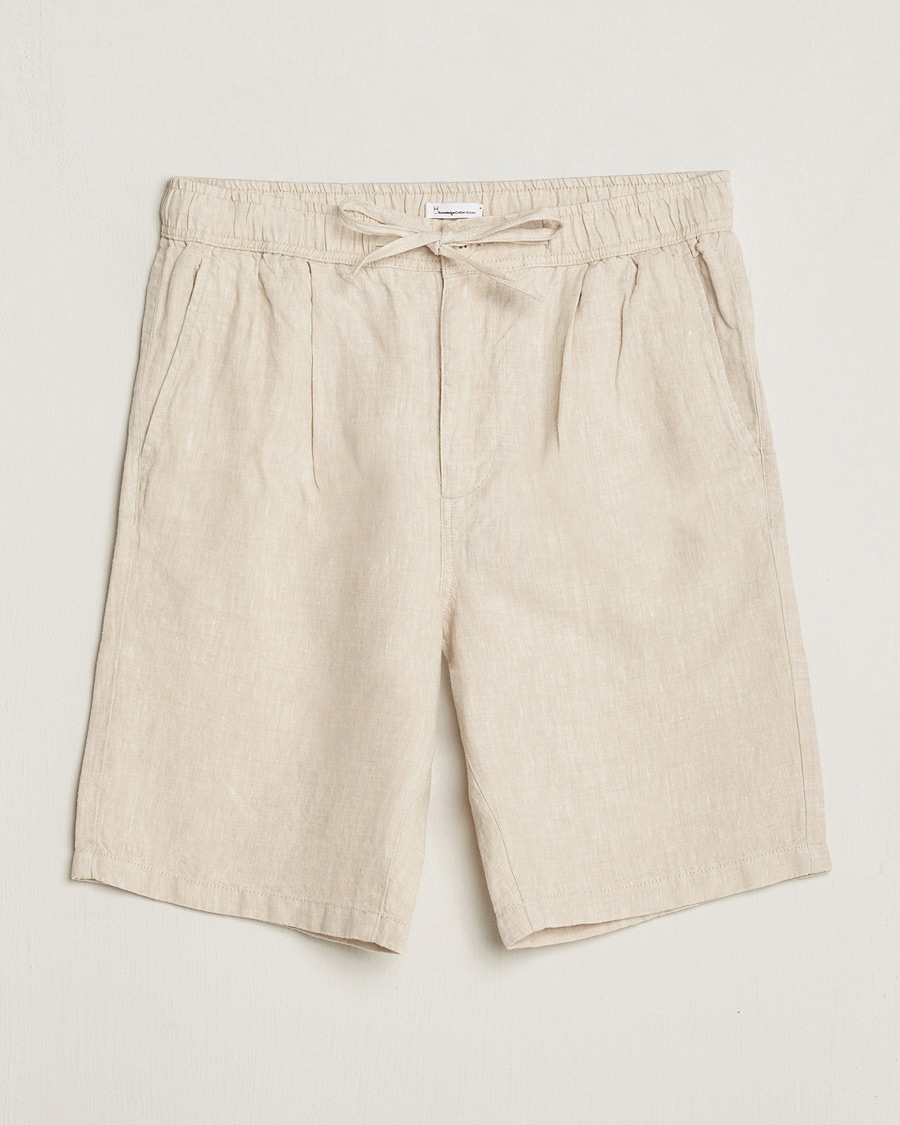 KnowledgeCotton Apparel Loose Linen Shorts Light Feather Grey – Beige