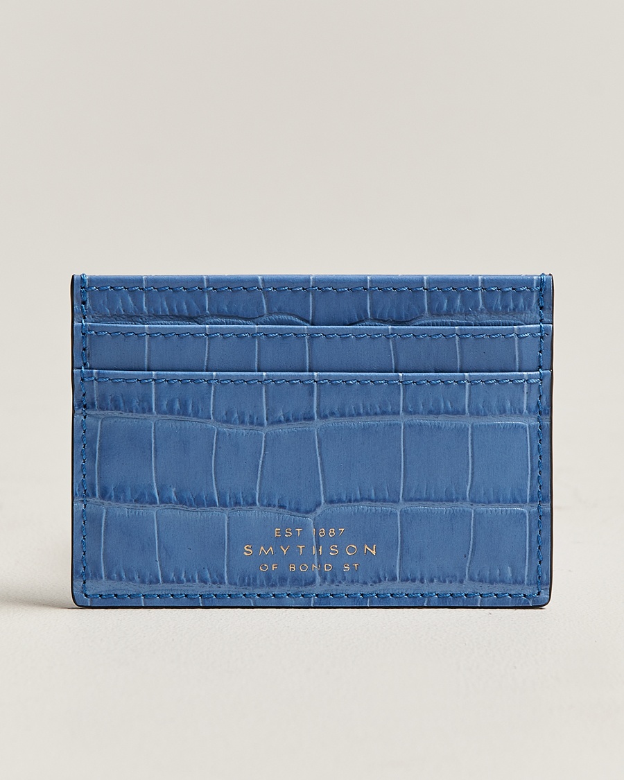 Smythson Mara Flat Cardholder Nile Blue – Azul