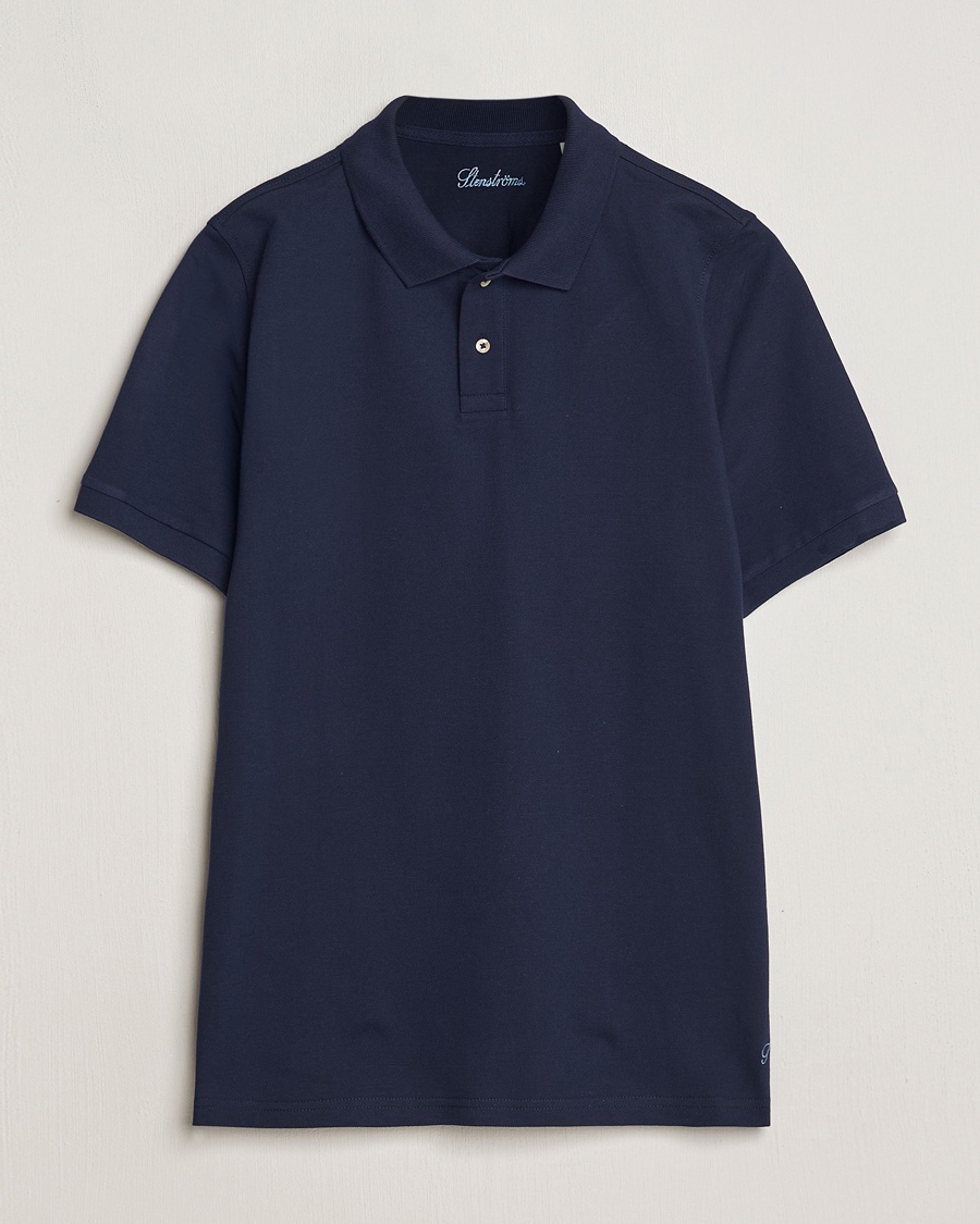 Stenströms Organic Cotton Piquet Polo Shirt Navy – Azul