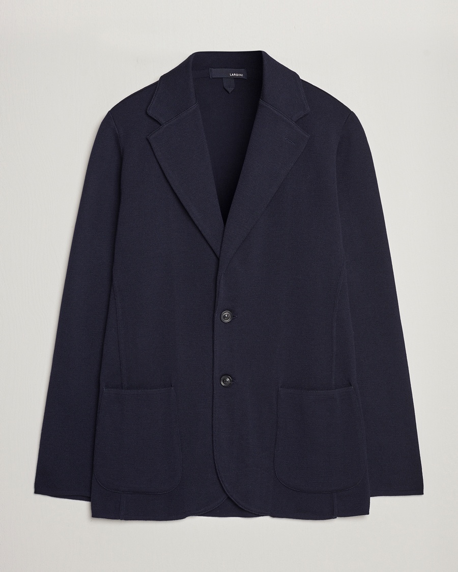 Lardini Knitted Wool Blazer Navy – Azul