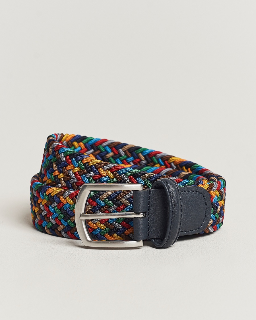 Anderson's Stretch Woven 3,5 cm Belt Dark Multi – Multicolor