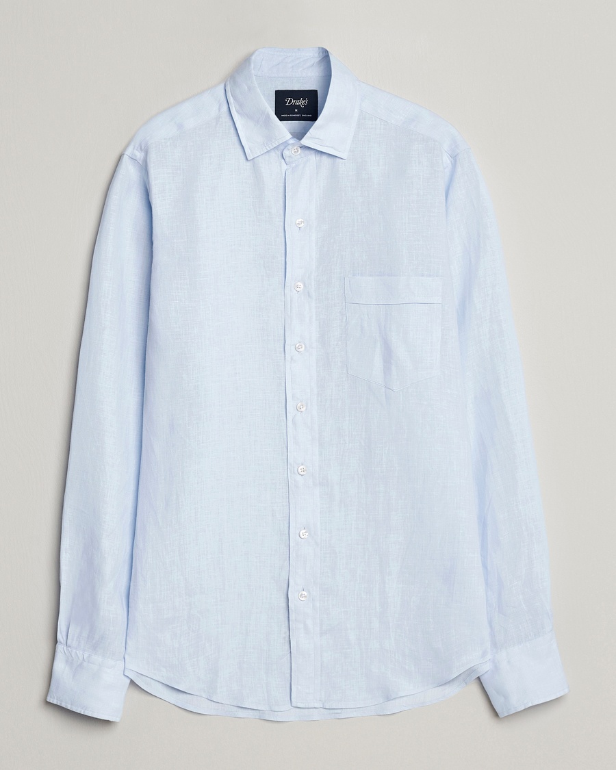 Drake's Linen Summer Shirt Sky Blue – Azul