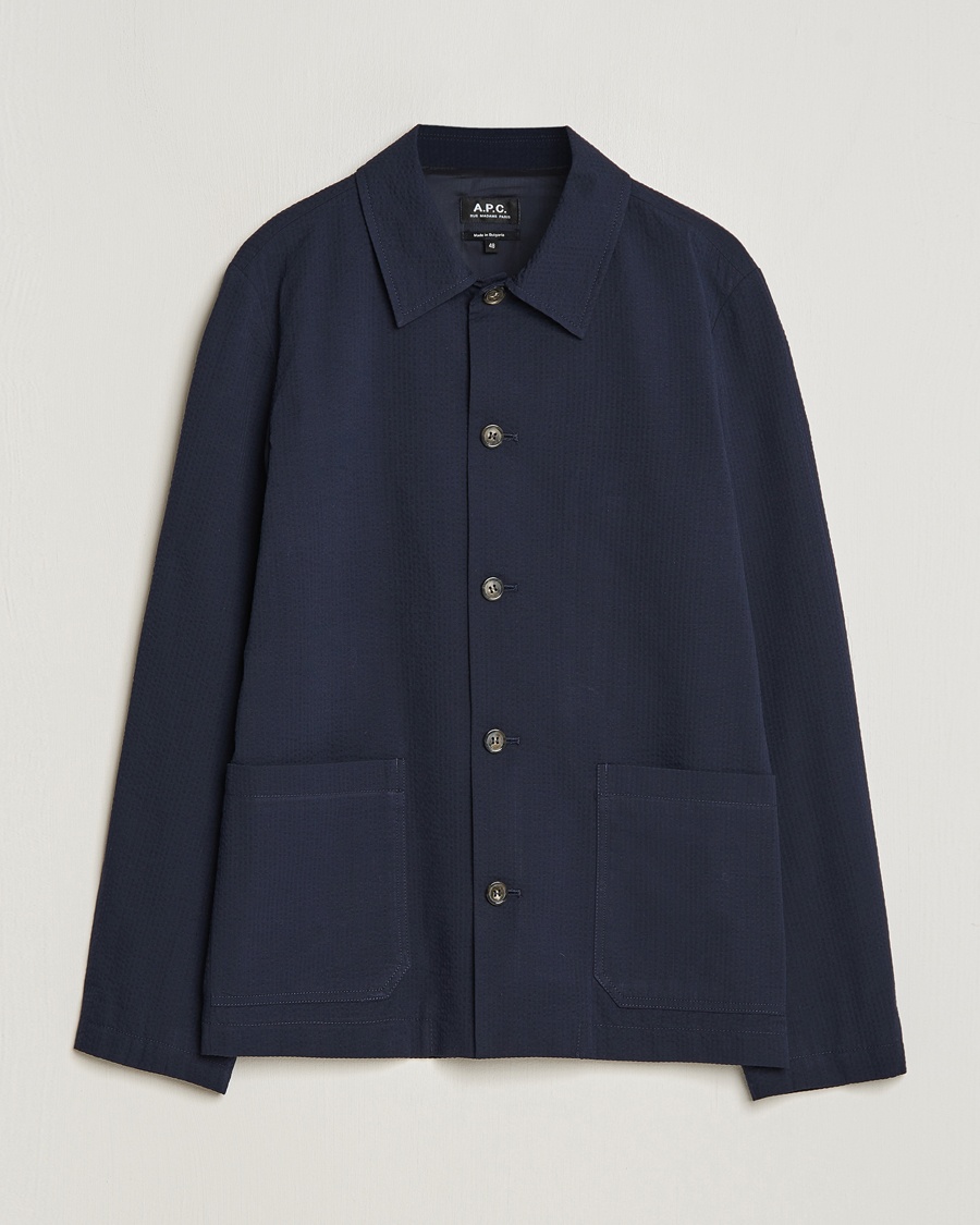 A.P.C. Brest Seersucker Overshirt Dark Navy – Azul