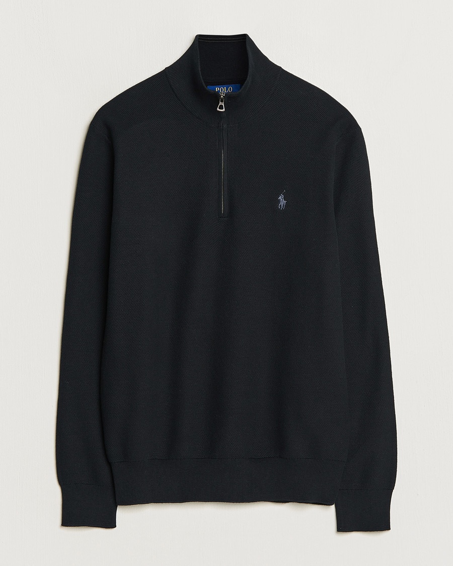 Polo Ralph Lauren Textured Half Zip Polo Black – Negro