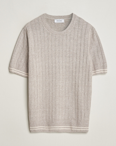 Hombres |  | Gran Sasso | Linen/Cotton Structured T-Shirt Beige Melange