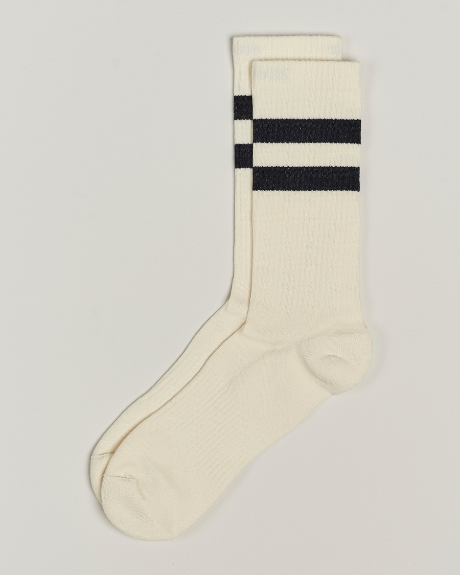 Sweyd Two Stripe Cotton Socks White/Black – Blanco
