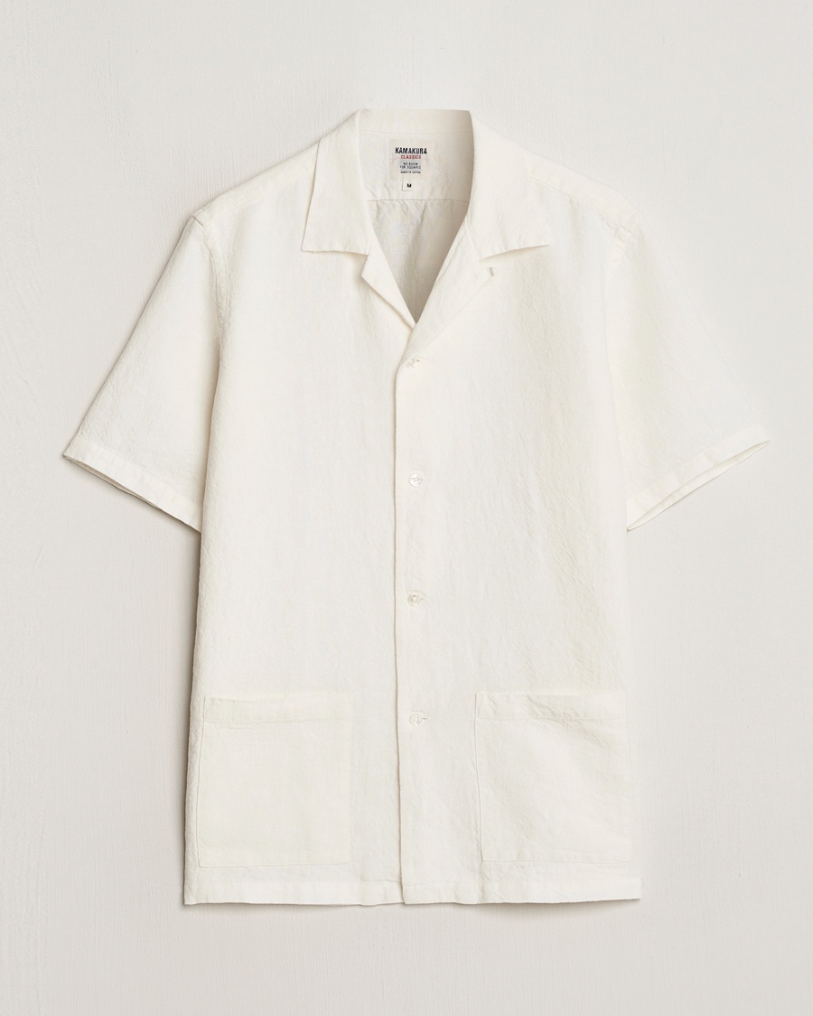 Kamakura Shirts Vintage Ivy Heavy Linen Beach Shirt White – Blanco