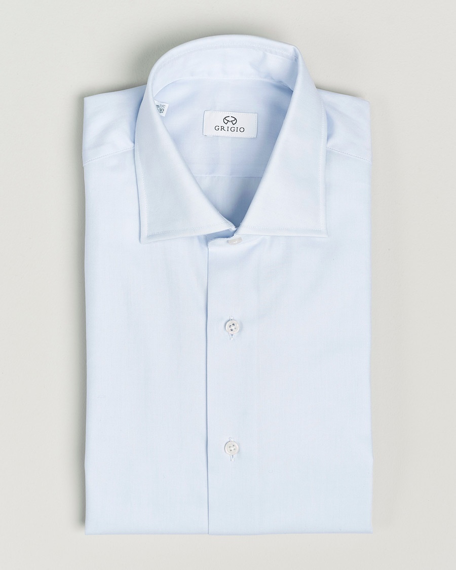 Grigio Cotton Twill Dress Shirt Light Blue – Azul