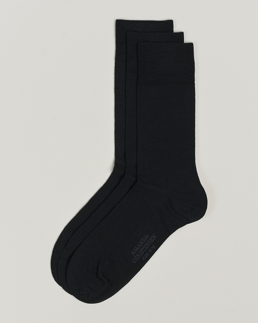 Amanda Christensen 3-Pack Icon Wool/Cotton Socks Black – Negro