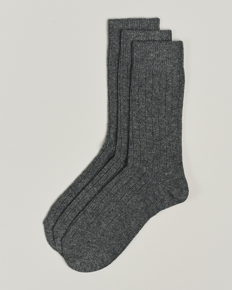 Amanda Christensen 3-Pack Supreme Wool/Cashmere Sock Grey Melange – Gris