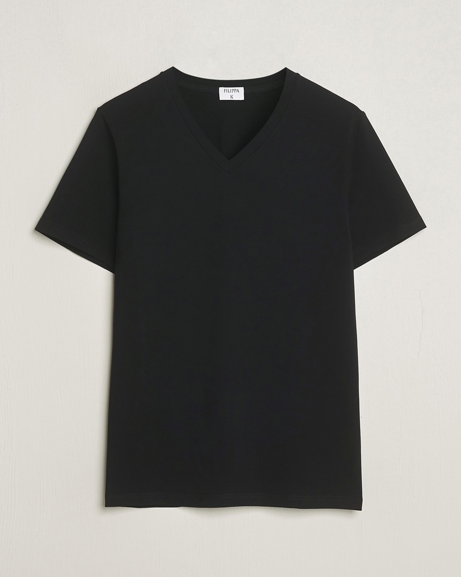 Filippa K Organic Cotton V-Neck T-Shirt Black – Negro