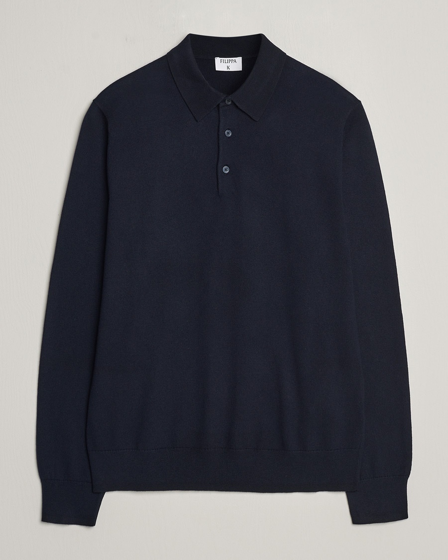 Filippa K Knitted Polo Shirt Navy – Azul