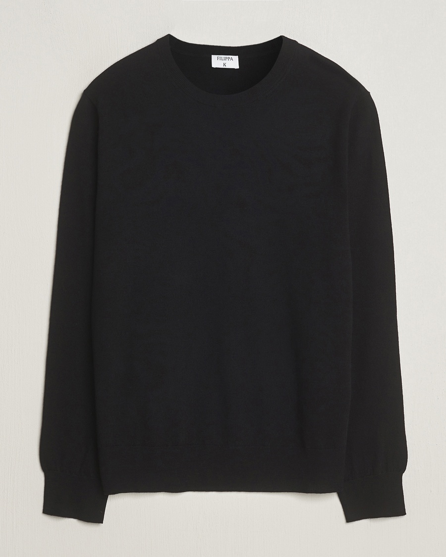 Filippa K Merino Round Neck Sweater Black – Negro