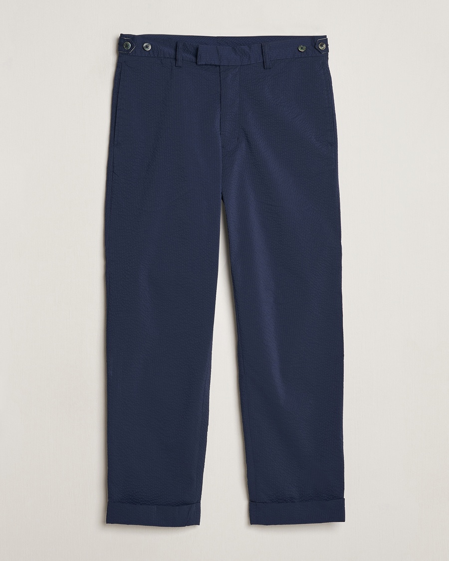 BEAMS PLUS Seersucker Ivy Trousers Navy – Azul