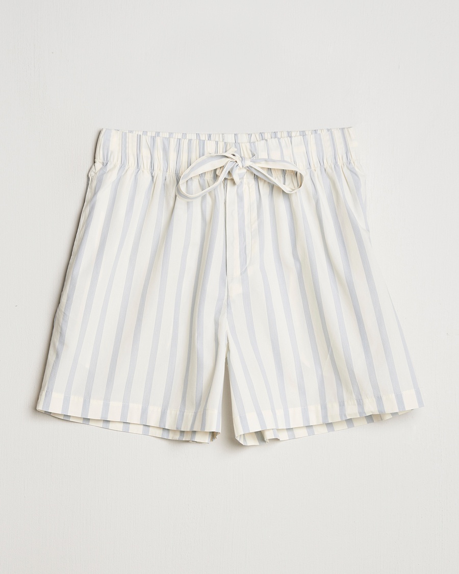 Tekla Poplin Pyjama Shorts Needle Stripes – Azul