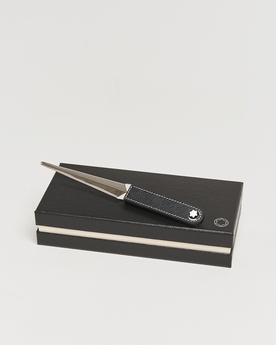 Montblanc Letter Opener in Steel and Leather Black – Negro