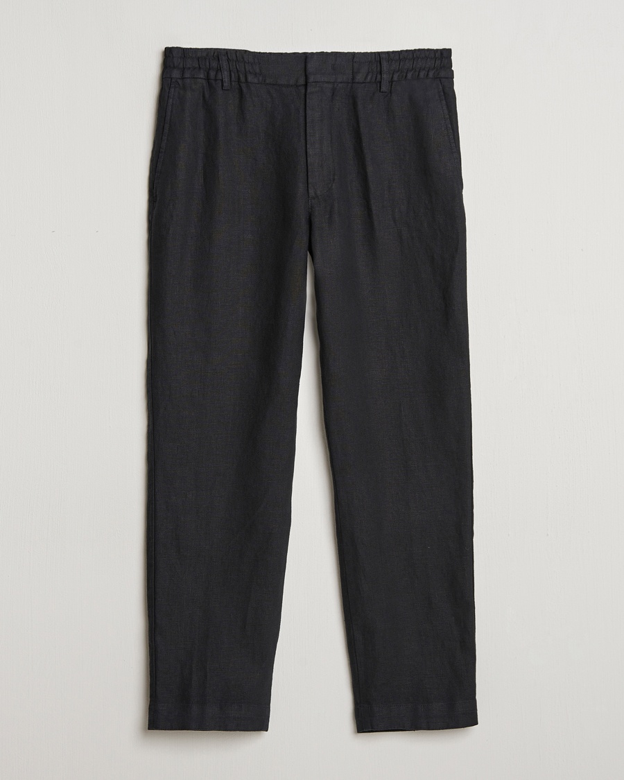 NN07 Billie Linen Drawstring Trousers Black – Negro
