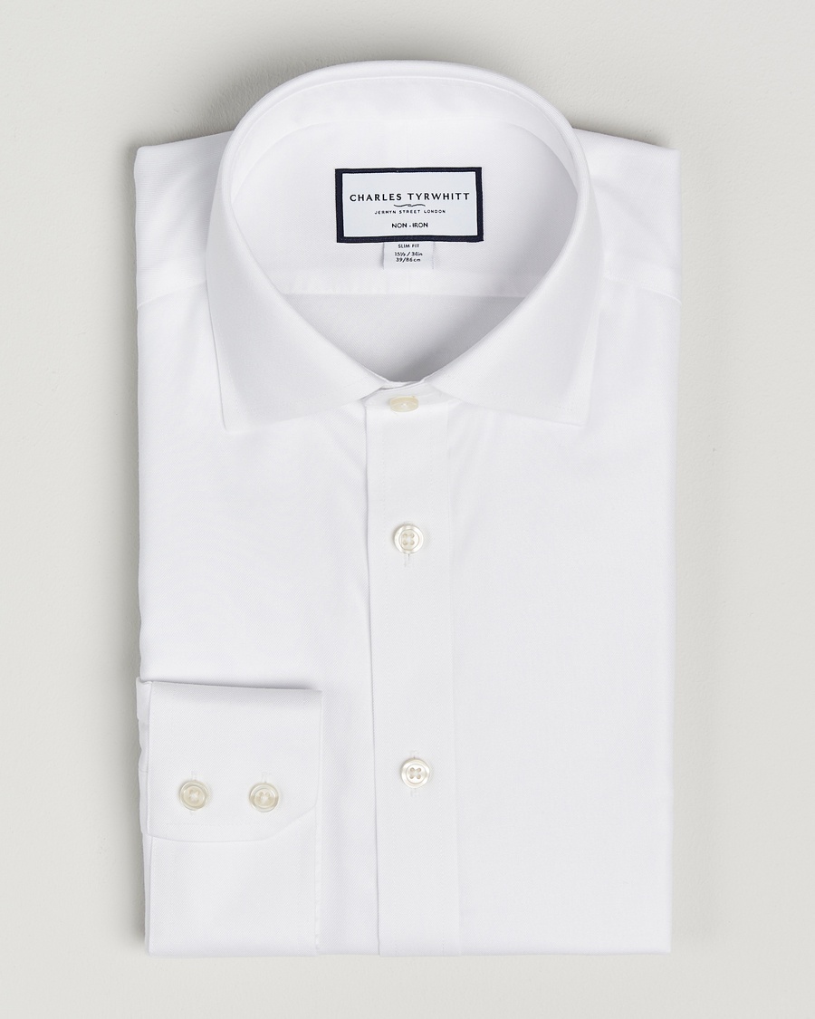 Charles Tyrwhitt Slim Fit Non Iron Cotton Twill Shirt White – Blanco