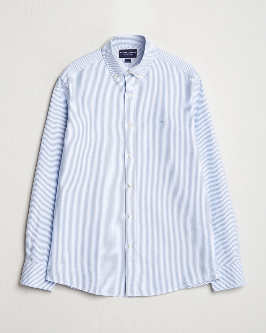 Charles Tyrwhitt Button Down Stretch Oxford Shirt Blue/Whte – Azul