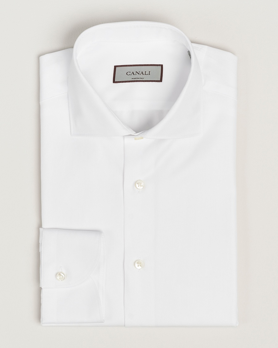 Canali Slim Fit Cotton Shirt White – Blanco