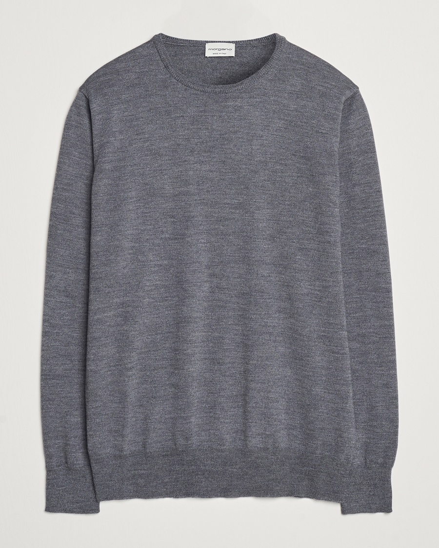 Morgano Extra Fine Merino Wool Crewneck Mid Grey – Gris