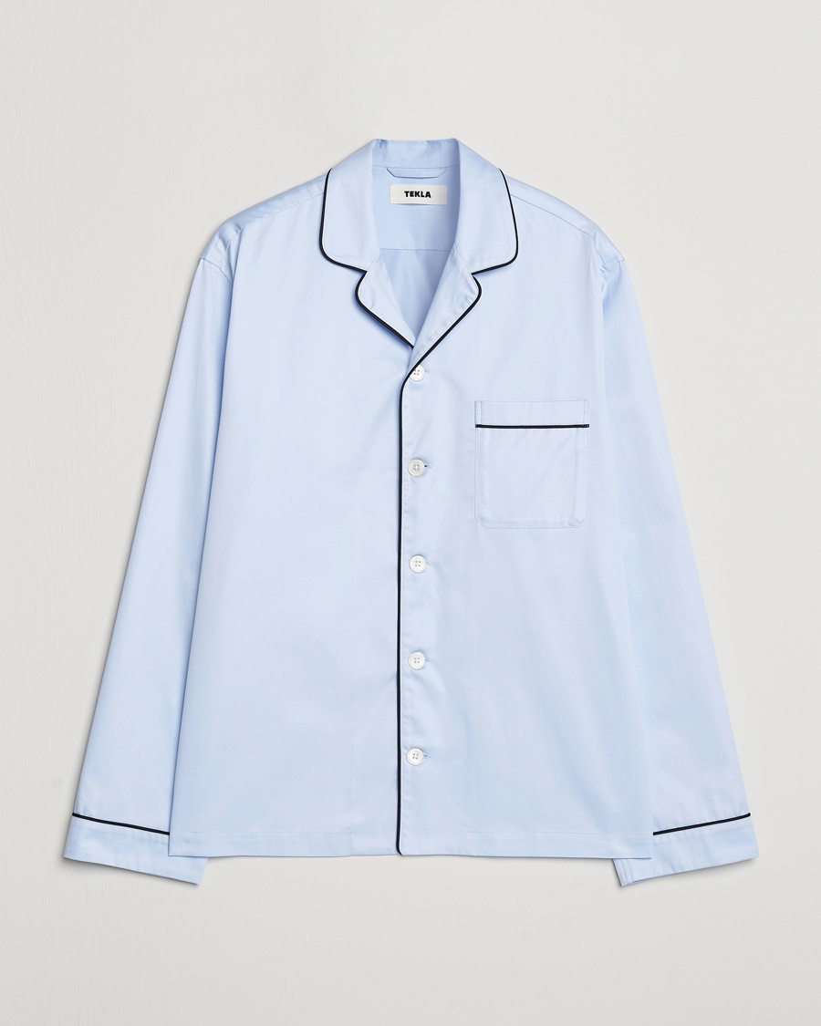 Tekla Sateen Pyjama Shirt Bellhop Blue – Azul