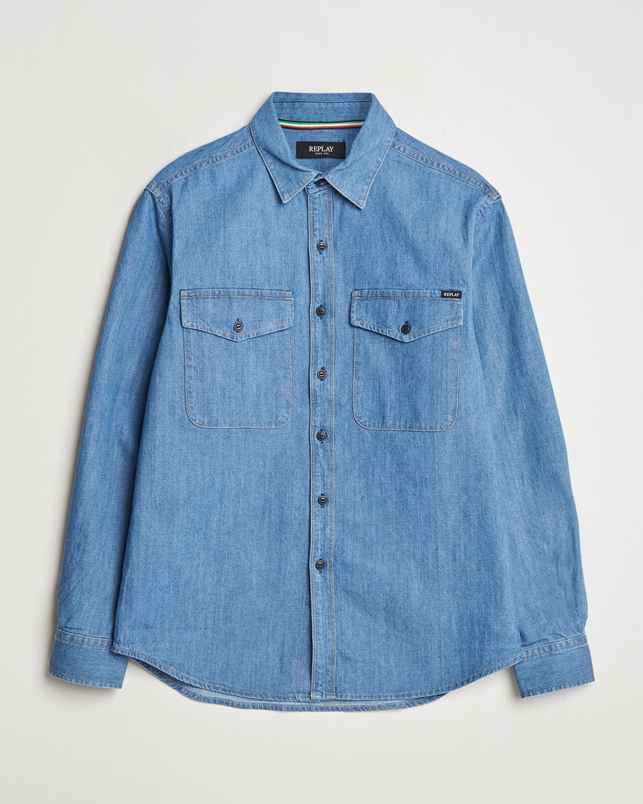 Replay Denim Shirt Medium Blue – Azul