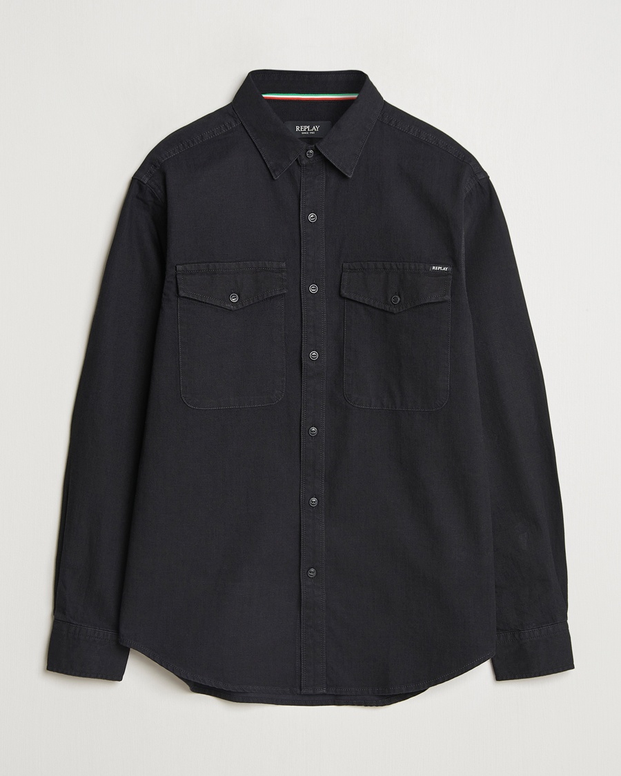 Replay Denim Shirt Washed Black – Negro