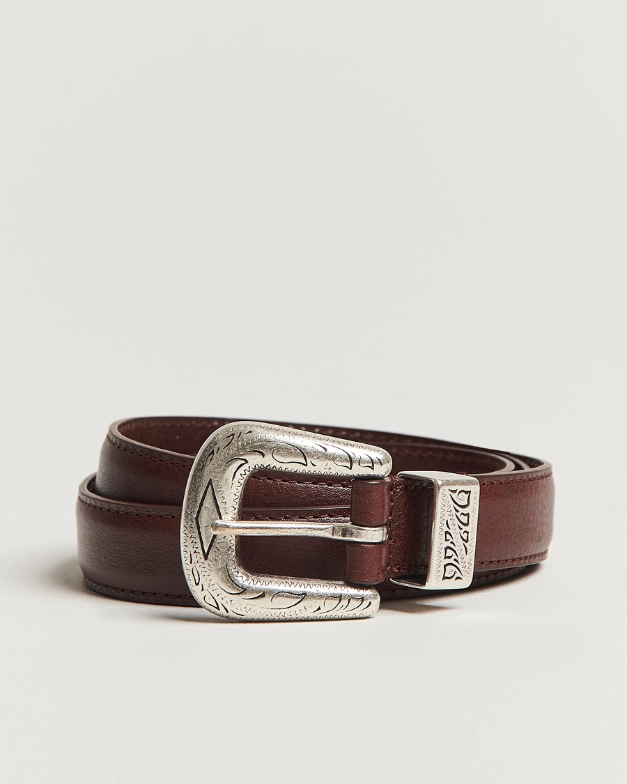 Anderson's Grained Western Leather Belt 2,5 cm Brown – Marrón