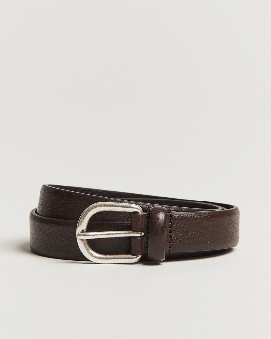 Anderson's Grained Leather Belt 2,5 cm Dark Brown – Marrón