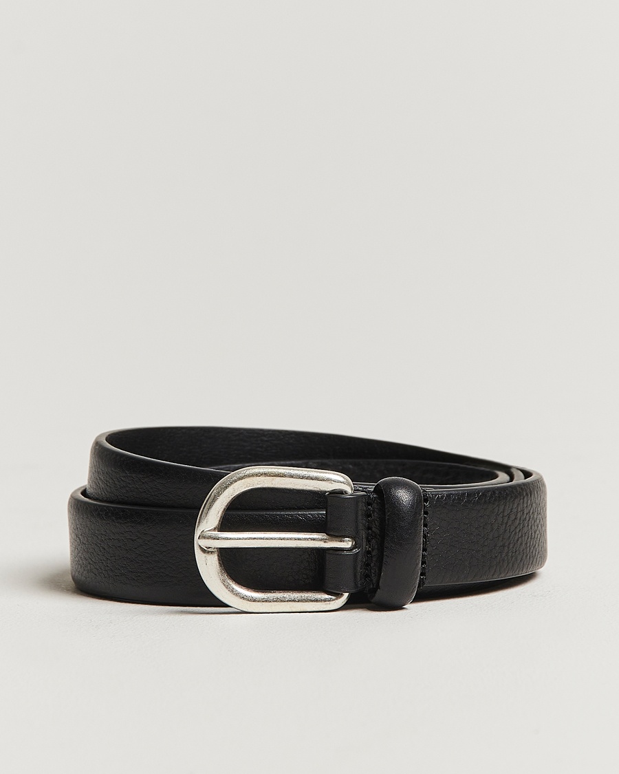 Anderson's Grained Leather Belt 2,5 cm Black – Negro