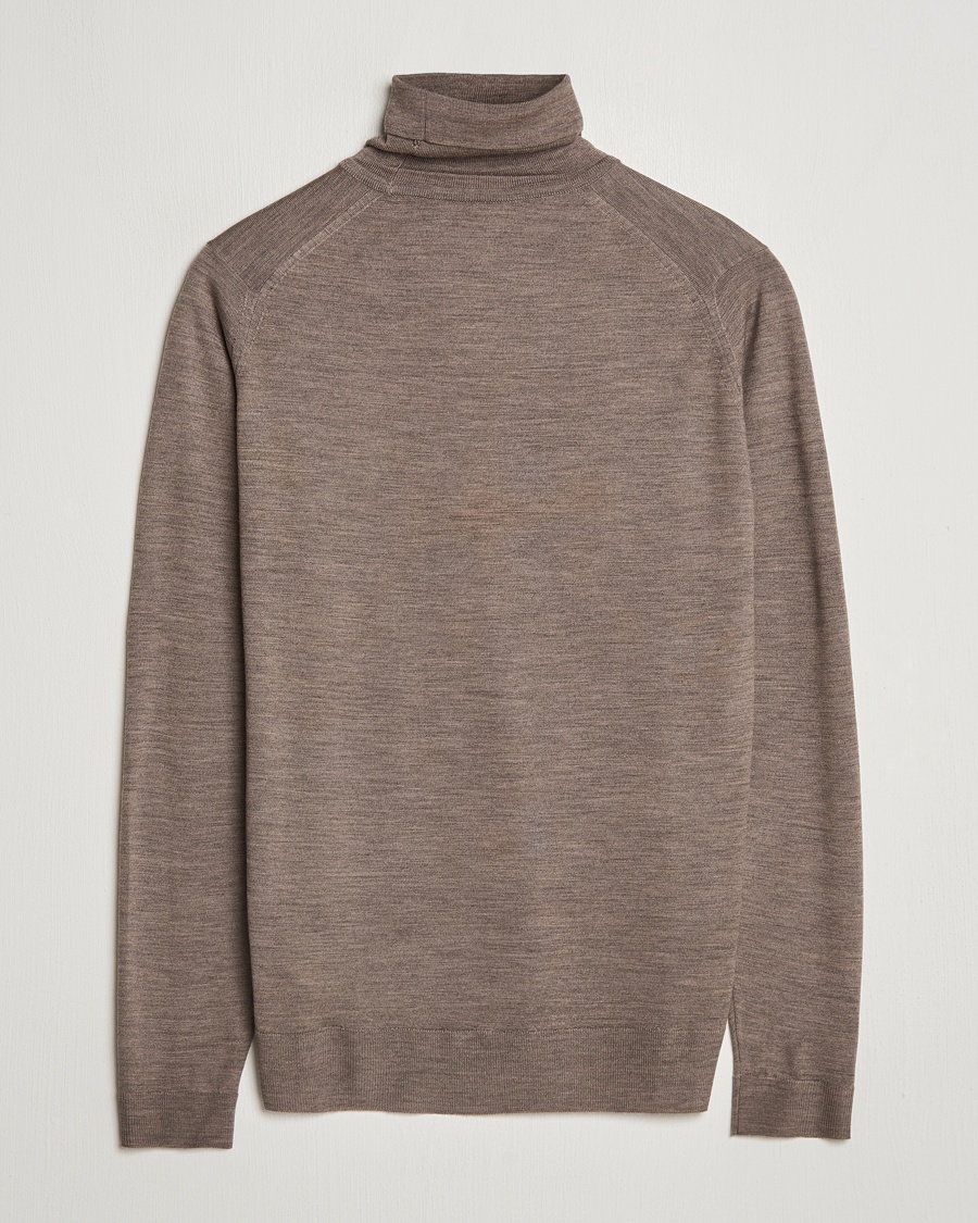 John Smedley Cherwell Extra Fine Merino Rollneck Mushroom Brown – Marrón