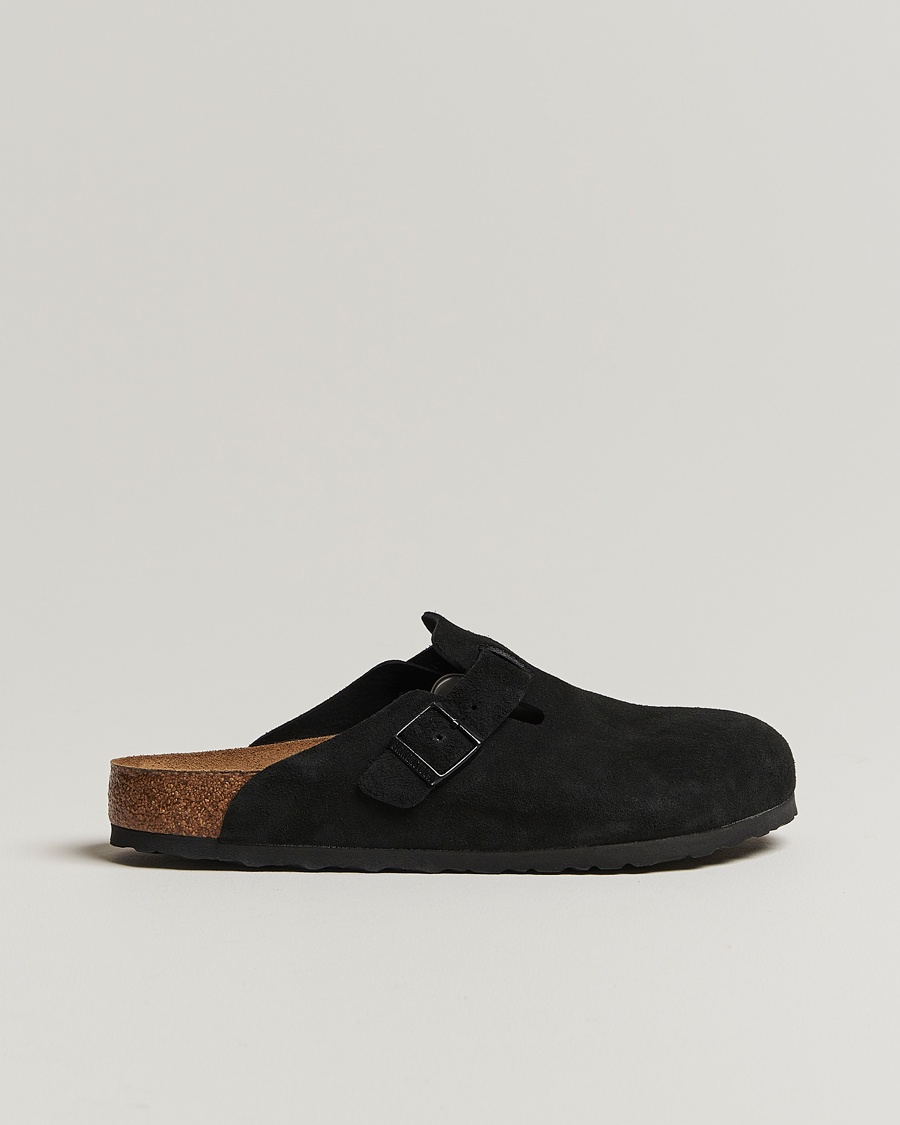 BIRKENSTOCK Boston Soft Footbed Black Suede – Negro