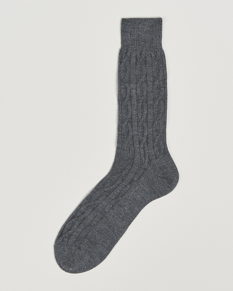 Bresciani Link Ribbed Wool Socks Light Grey – Gris