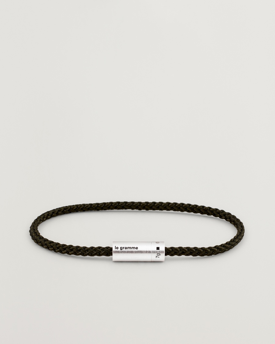 LE GRAMME Nato Cable Brushed Bracelet Khaki/Sterling Silver – Marrón