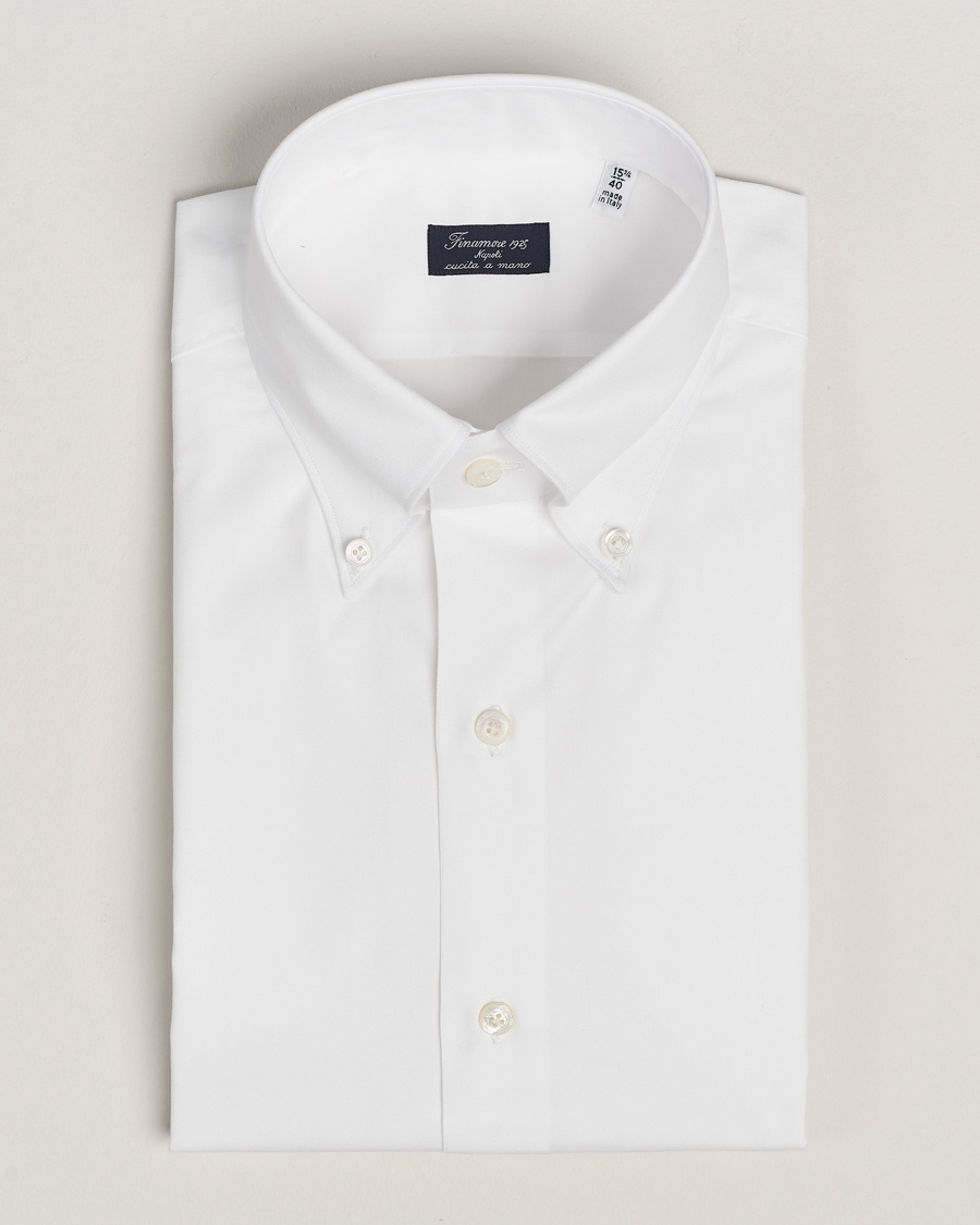 Finamore Napoli Milano Slim Oxford Button Down Shirt White – Blanco
