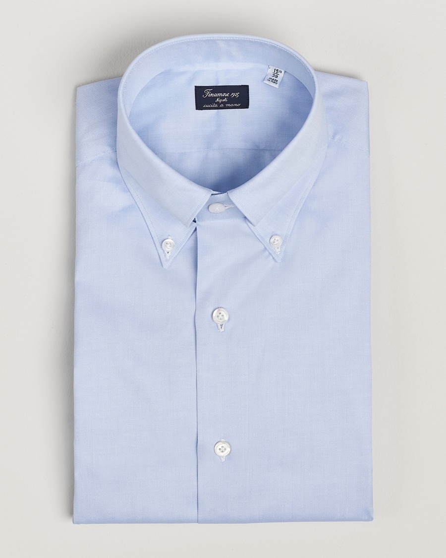 Finamore Napoli Milano Slim Oxford Button Down Shirt Light Blue – Azul