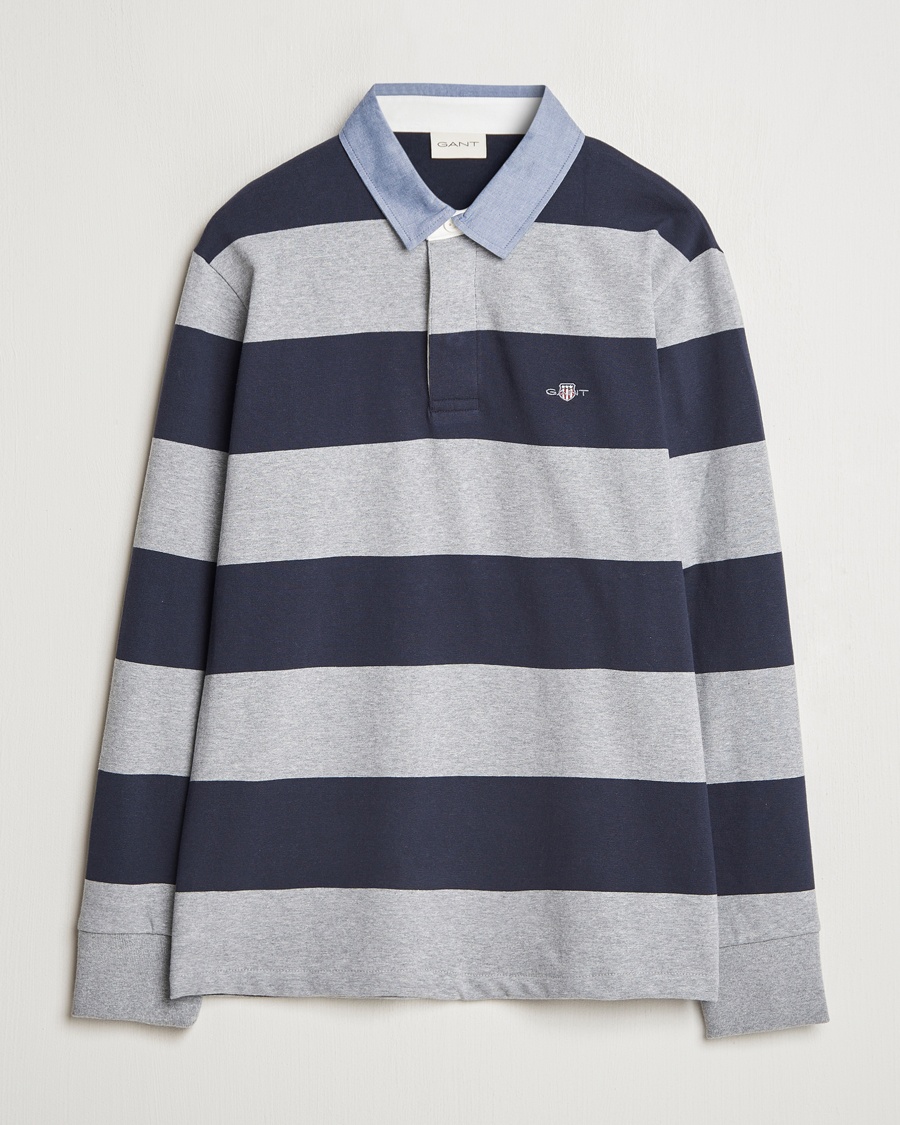 Gant Chambray Striped Heavy Rugger Grey Melange – Azul