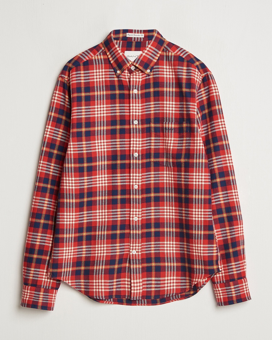 Gant Regular Flannel Plaid Shirt Ruby Red – Rojo