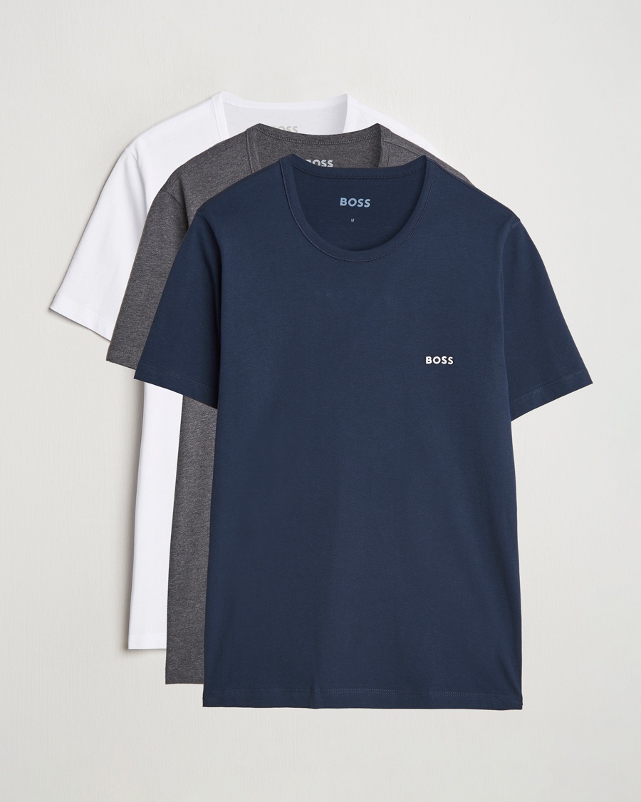 BOSS BLACK 3-Pack Crew Neck T-Shirt Grey/White/Navy – Blanco