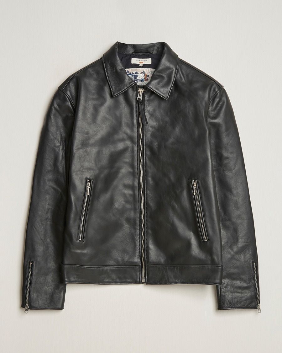 Nudie Jeans Eddy Rider Leather Jacket Black – Negro