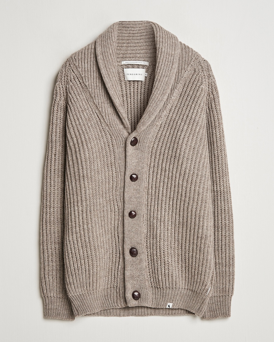 Peregrine Wilkinson Ribbed Wool Cardigan Light Brown – Beige