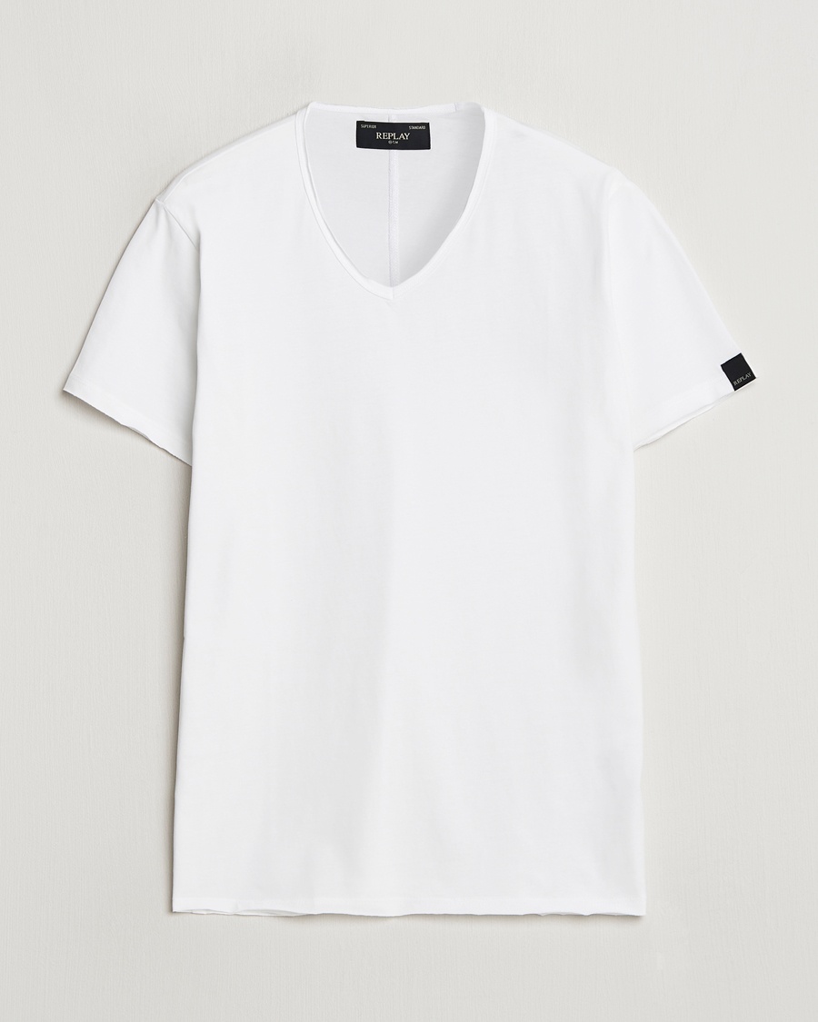 Replay V-Neck T-Shirt White – Blanco