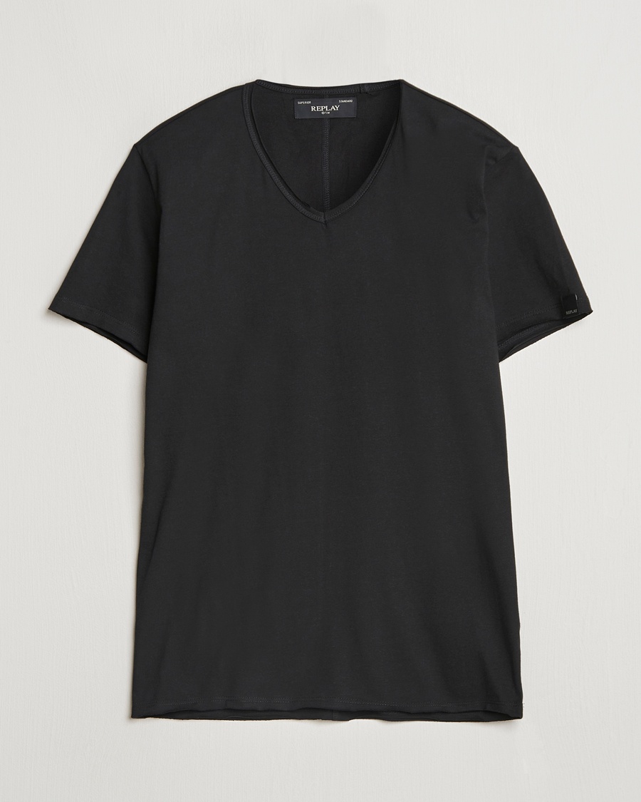 Replay V-Neck T-Shirt Black – Negro