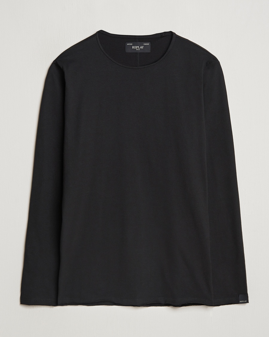 Replay Crew Neck Long Sleeve T-Shirt Black – Negro