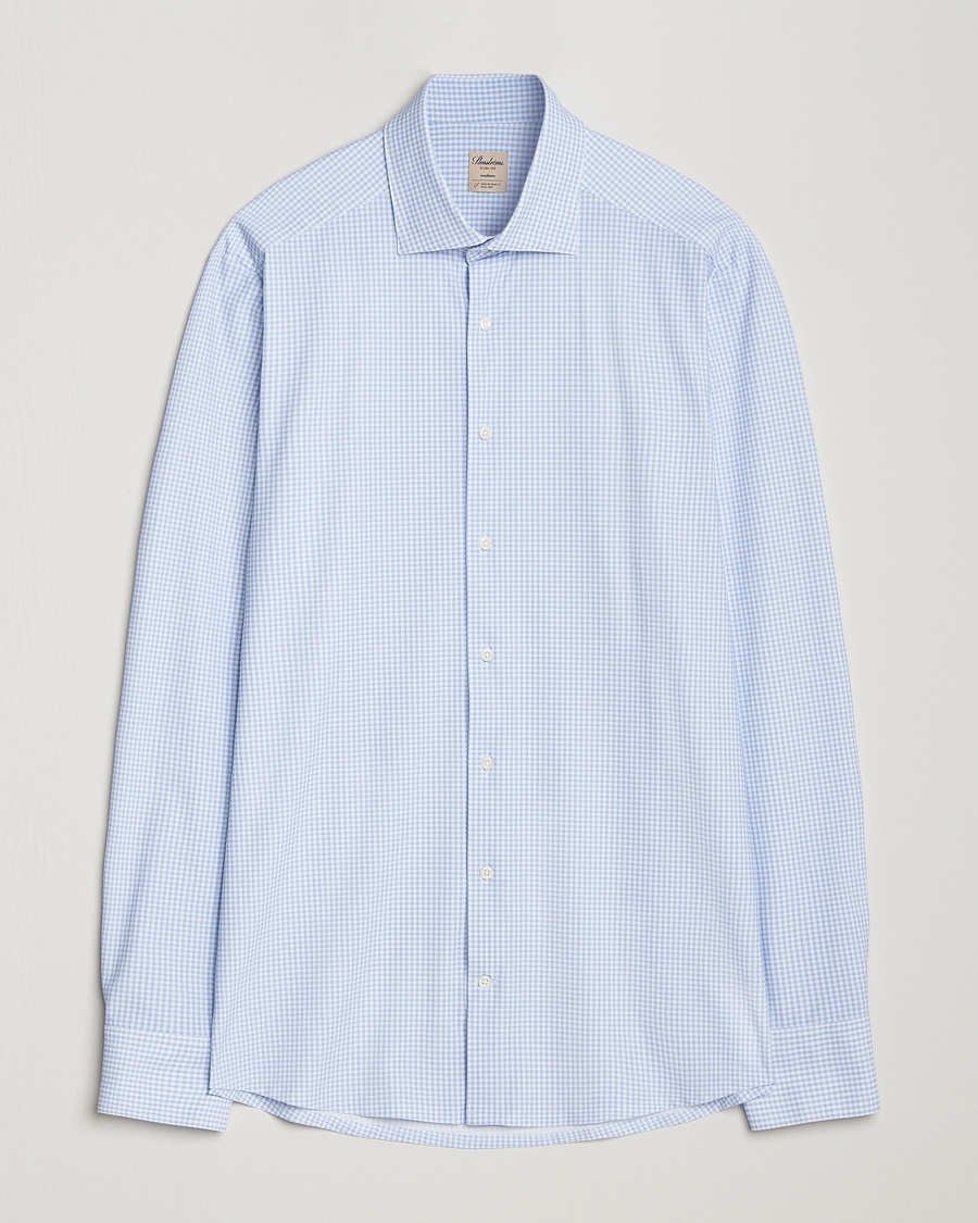 Stenströms Slimline Active Stretch Houndstooth Shirt Light Blue – Azul